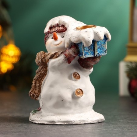 Snowman Snowman with a gift 12cm-2
