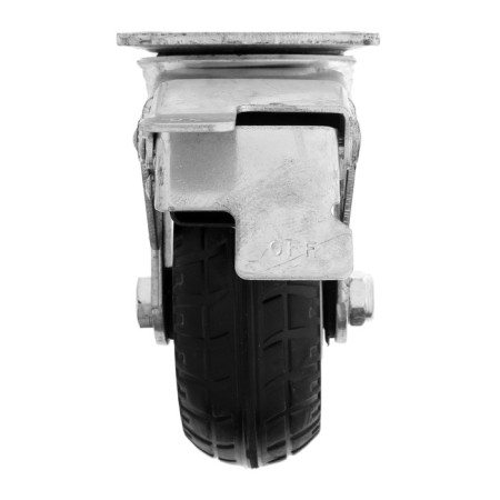 Wheel for transport trolleys rotary, d = 125, on the site, with a stop, rubber coating 9917-2