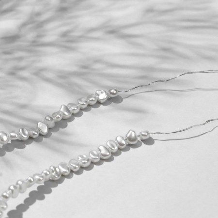 Plastic beads on the “Pearls” threads 0.6 × 0.4 × 0.4 cm, (set of 180 pcs.), White color