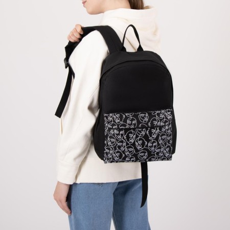 Backpack school youth One Line, 29x12x37 cm, lightning departure, external pocket, refinery, black-7