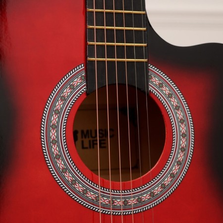 Набор гитариста Music Life ML-60A RD: гитара, чехол, струны, ремень, каподастр, тюнер-3