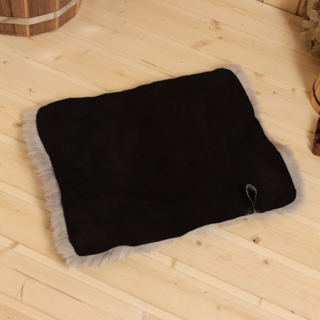 Bathbell rug with sheepskin, black 40x30 cm