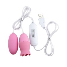 Vibro-tutsy oka-hp, with a nasading for nipples and clitoris, 12 modes, USB, silicone, pink