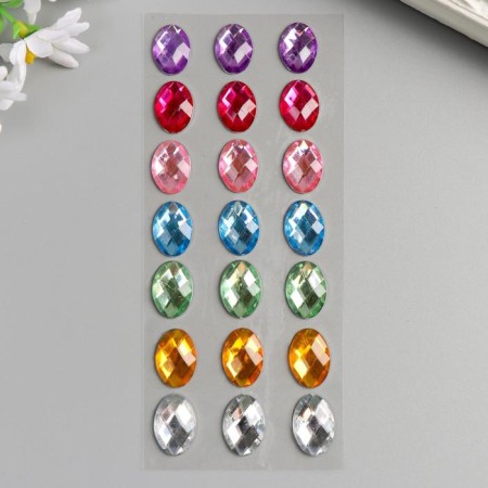 Sticker of rhinestones plastic "oval" mix 18x8 cm-1