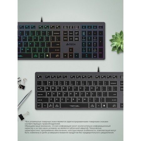 Keyboard A4Tech FSTYLER FX60H Gray USB Slim Led (FX60H Grey/Neon)-5