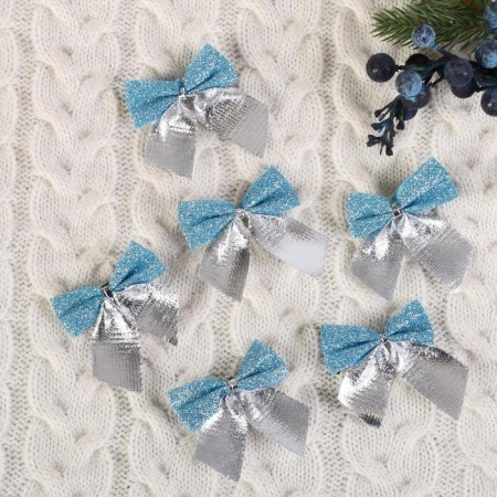 Decoration of the Christmas tree "Bant" (set 12 pcs) 5.5x5 cm, silver-blue
