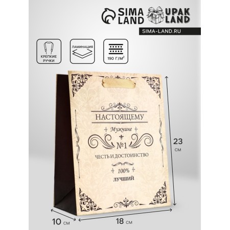 Gift Vertical Package "Real Man", 18 x 23 x10 cm