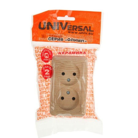 UNIVERSAL Olympus socket, 16 A, double, external, without salary, pine color-2