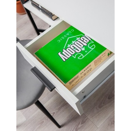Written table Frame New, 800 × 510 × 760 mm, chipboard, white embossing / black metal-3