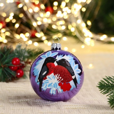 Christmas ball D-8 cm "bullfinch" mix-1