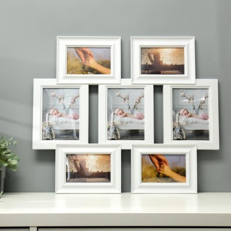 Photo frame plastic in 7 photos 10x15, 13x18 cm "Collage" white 57x49.5x2.5 cm