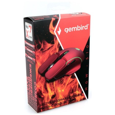 Game Gambird MGW-510, 2.4 GHz, 2400 dpi, 7 pr., RGB backlight, red-6