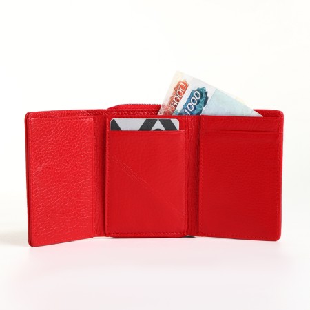 Women's wallet on magnet, red color-5