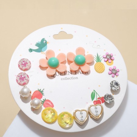 Pusets 7 pairs "Week" flowers, colored in silver-1