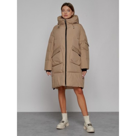 Coat insulated winter female, size 50, color light brown