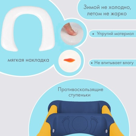 Детское сиденье на унитаз, от 1 до 10 лет, цвет синий/желтый-2