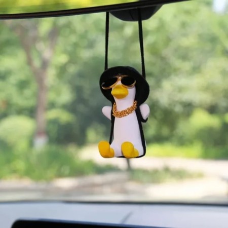 Suspension on a mirror, duck with glasses, height 8 cm, lace 50 cm