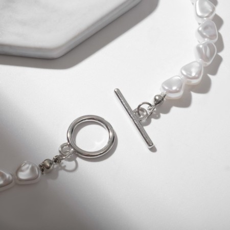 The necklace "Pearl beads" emoticons, yellow-white color, 40 cm-2