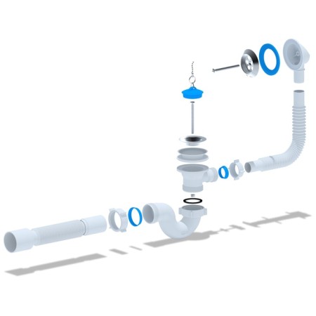 A set for the bathtub "Ani Plast" E155: a siphon with a release, overflow 1 1/2 ", a flexible pipe-8
