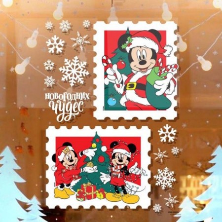 Stickers on the window "Happy New Year!", Mickey and friends-1