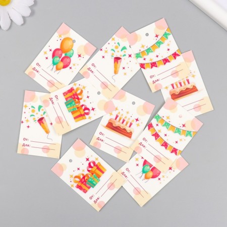 Cardboard "Happy Birthday" set 10 pcs (5 types) 4x6 cm-1