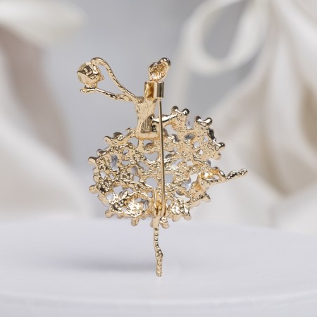 Brooch "Ballerina" Femininity, white color in gold-1