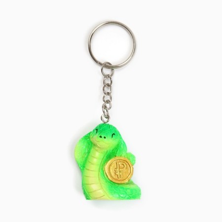 New Year's keychain for keys, voluminous "New Year: a snake with a coin" 2.7 x 8.5 cm-5
