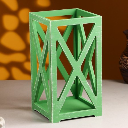 Kashpo wooden 14 × 14 × 26 cm "Lantern High-Teke Provence", green