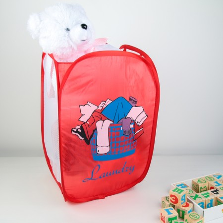 Basket basket "Big washing", folding, 32 × 32 × 52 cm, red color-2