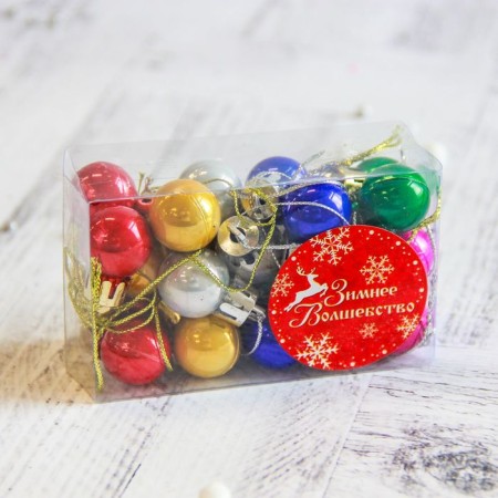 Set of balls plastic d-1,7 cm, 24 pcs "gloss" mix-1