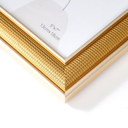 Photo frame plastic 13x18 cm "Small mesh" gold with double gold stroke 21x16 cm-2