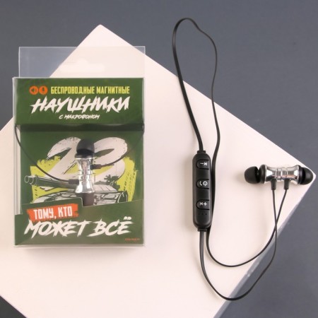 Wireless magnetic headphones with a microphone "Tank", mod. VBT 1.0, 9 x 13.5 cm-1