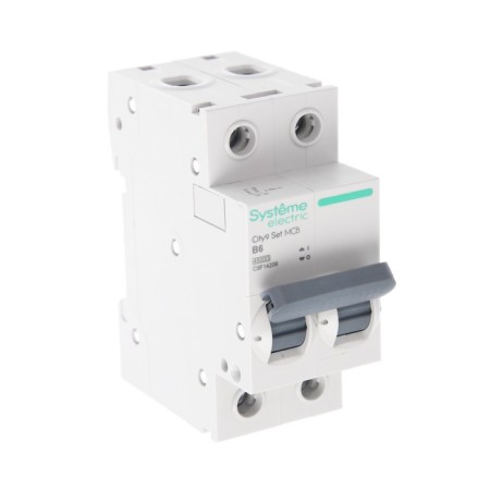 The circuit breaker SE CITY9 SET, B, 6 A, 2P, 4.5 KA, 230 V-1