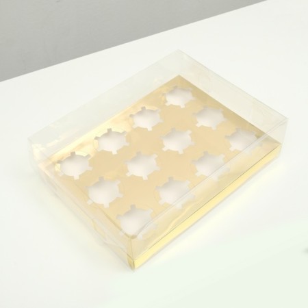Box for 12 cupcakes, gold, 34.7 × 26.3 × 10 cm-1