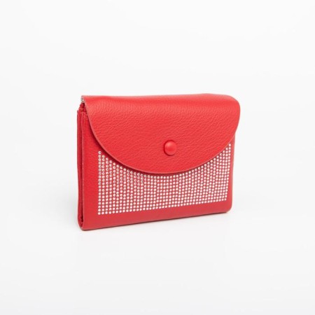 Women's wallet on the button, red color