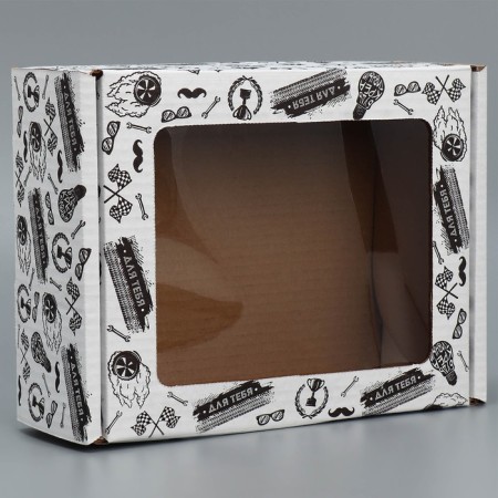 Box a gift team with a window, packaging, “best”, white, 27x10x21 cm-2