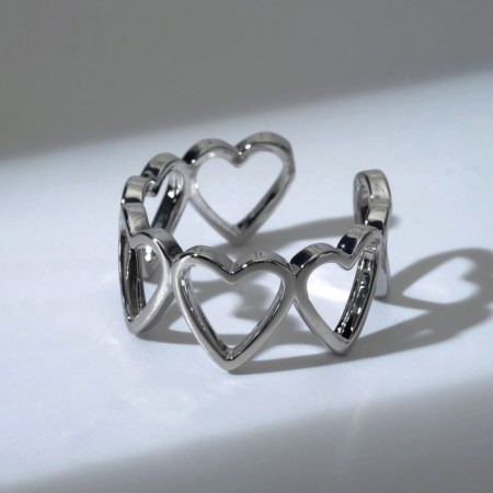 Ring "Heart" row, color silver, dimensionless-2