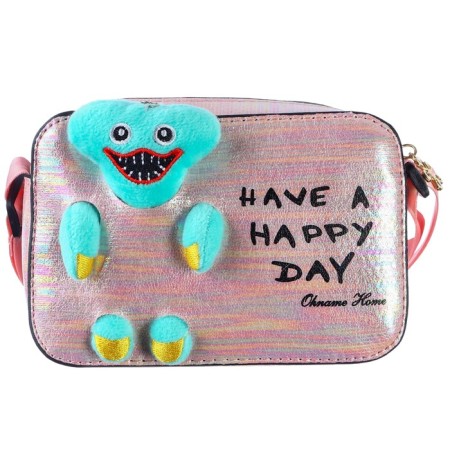 Children's bag with a zipper, 6x11x13 cm, adjustable belt, pink mix-3