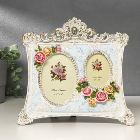 Photo frame Polystone in 2 photos 6x9; 9x13 cm "Roses. Provence" Blue 24.5x25 cm