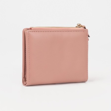 Women's wallet on the button, beige-pink color-1