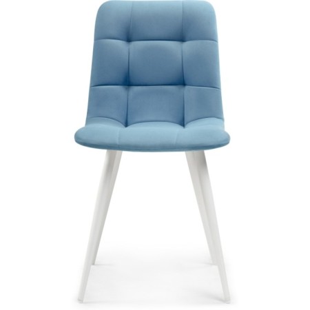 Stool on a metal frame chilli to metal/velor, white/blue 43.5x50x87.5 cm-1