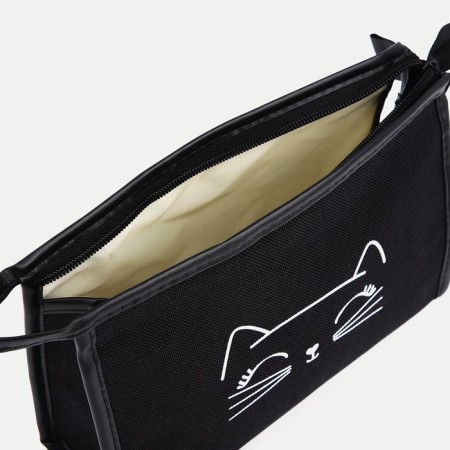 Cosmetic bag with a zipper, with lining, black color-2