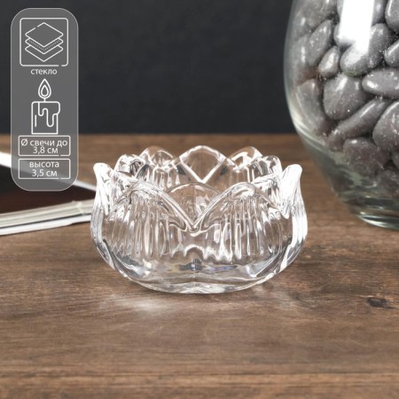 Glass of glass for 1 candle "Back" transparent 3.5x5.8x5.8 cm