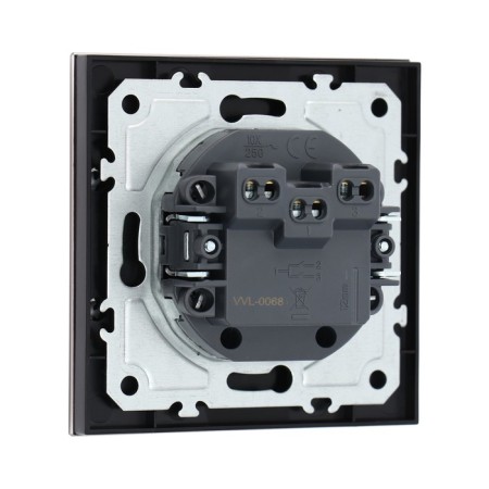 Tot Matte Glass switch, 10 a, 2 cl., Hidden, glass, black-3