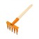 Small straight rakes, 5 twisted teeth, length 41 cm, metal, wooden handle