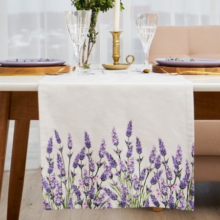 Walking on the Ethel table Lavender 40x146 cm, 100% cotton, sarzha 190 g/m2