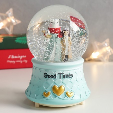 Souvenir Polystone Water Ball Light, Music "Bear and Girl" MIX 12x8x8 cm-6