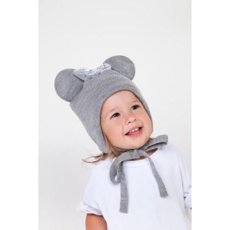 Hat for girls, color gray melange, size 42-46-2