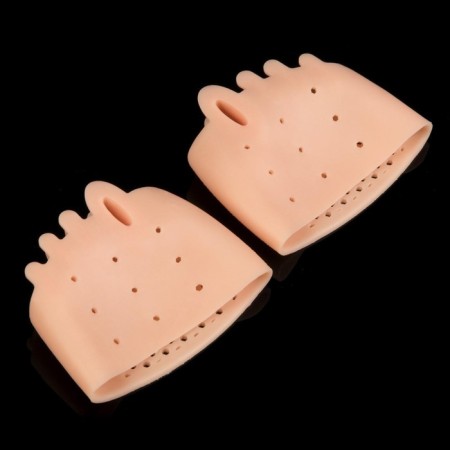 Correctors - separators for the toes, on the cuff, breathing, 4 separators, silicone, 8 × 7 cm, pair, beige color-1
