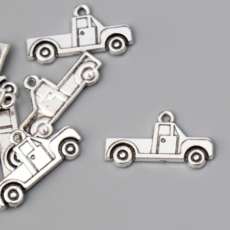 Decor metal "Truck" silver 1.4x2.6 cm